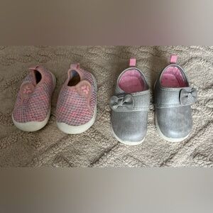 Baby & Toddler Girl Shoe Bundle - Slip On W/ Ankle Strap Shoes, Size 4.5